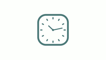 Beautiful square cyan gray counting down 12 hours clock icon on white background