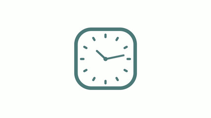 Beautiful square cyan gray counting down 12 hours clock icon on white background