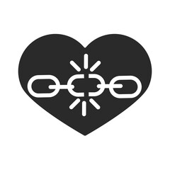 international human rights day, broken chain in heart hope design silhouette icon style