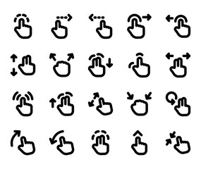 Gesture Line Icon Set . Click, Touch, Press, Drag Icon - Vector Illustration .