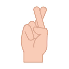 sign language hand gesture indicating r letter, line and fill icon