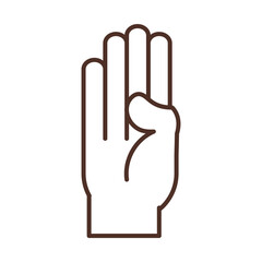sign language hand gesture indicating b letter, line icon
