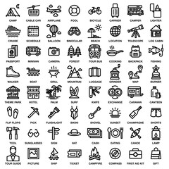 TRAVEL & CAMPING ICON SET  [Editable stroke. 48×48 Pixel Perfect.]