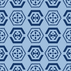 Japanese Tribal Hexagon Vector Seamless Pattern