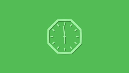 New green color counting down 3d clock icon on green background,clock icon