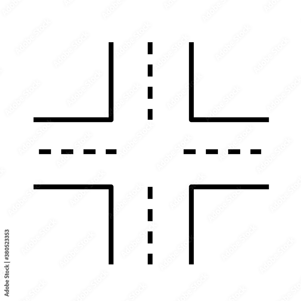 Wall mural intersection icon on white background. linked road sign. road symbol. flat style.