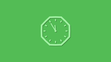 New green color counting down 3d clock icon on green background,clock icon