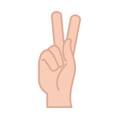 sign language hand gesture peace and love, line and fill icon
