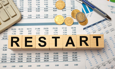 Wooden blocks with the word RESTART
