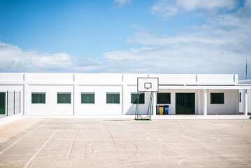An empty sports ground at high noon