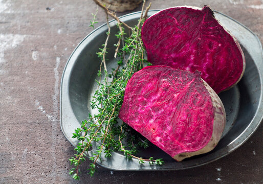 Beets halved and thyme