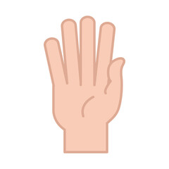 sign language hand gesture showing five finger, line and fill icon