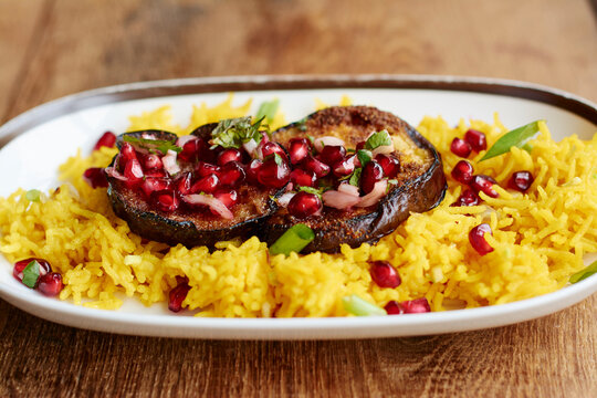 Eggplant with Pomegranate Salsa