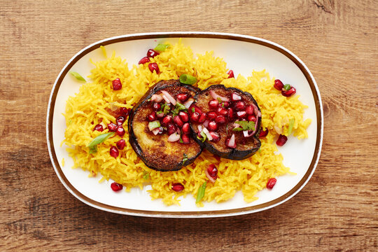 Eggplant with Pomegranate Salsa