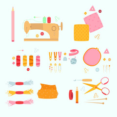 sewing needlework accessories elements hand drawn