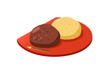 おはぎ　黄な粉おはぎ　カットイラスト