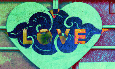 Love heart psychedelic Design 