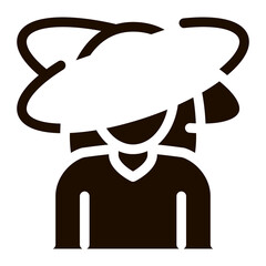 Head Rush Girl Symptomp Of Pregnancy glyph icon Sign . Dizziness Character Woman Silhouette Symptomp Of Pregnancy Pictogram. Diagnosis Of Future Mother Monochrome Illustration