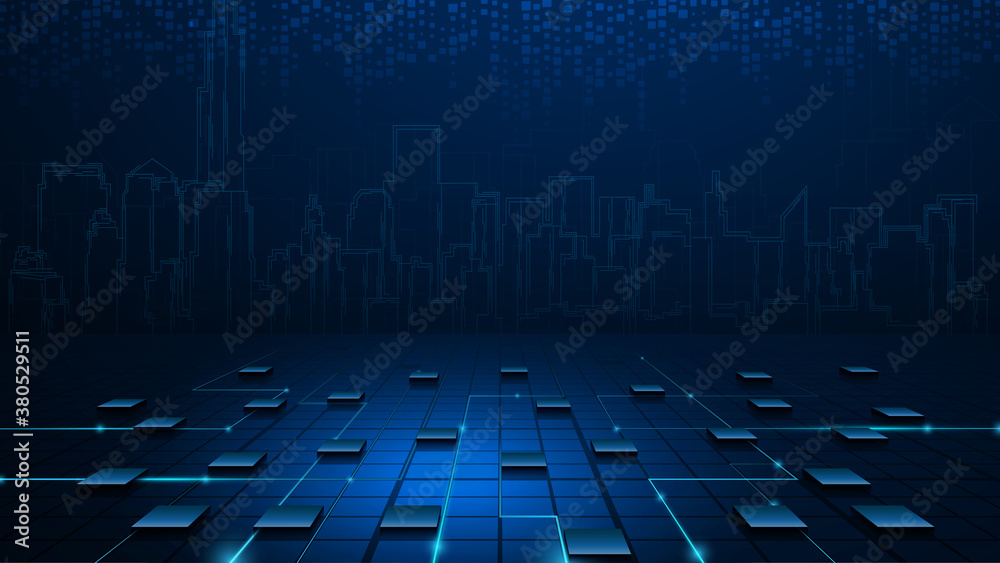 Wall mural abstract rectangle pattern technology concept background