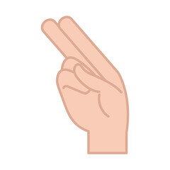 sign language hand gesture indicating h letter, line and fill icon