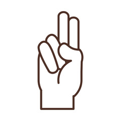 sign language hand gesture indicating u letter, line icon
