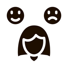 Changeable Mood Symptomp Of Pregnancy glyph icon Sign. Happy Angry Character Woman Silhouette, Symptomp Of Pregnancy Pictogram. Diagnosis Of Future Mother Monochrome Illustration