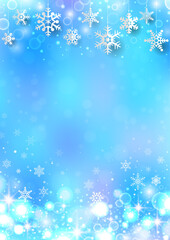 縦 キラキラ 雪の結晶のイルミネーションが美しいクリスマス背景