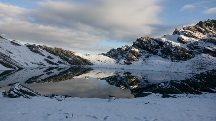 snow-covered mountains in winter
