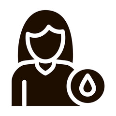 Frequent Urination Symptomp Pregnancy glyph icon. Character Woman Silhouette And Water Drop, Symptomp Of Pregnancy Pictogram. Diagnosis Of Future Mother Monochrome Illustration