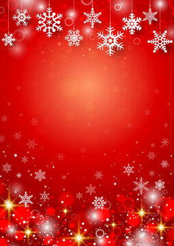縦 キラキラ 雪の結晶のイルミネーションが美しいクリスマス背景