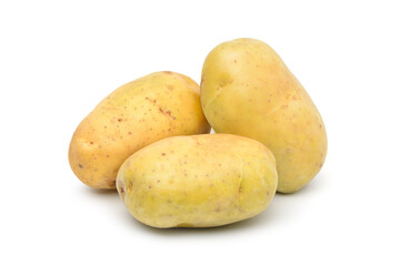 Fresh potatoes isolated on white background.