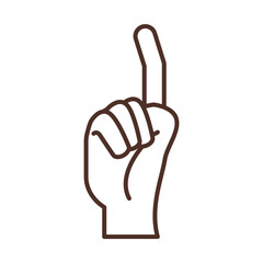 sign language hand gesture indicating z letter, line icon