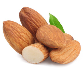 Almond nuts isolated on white background