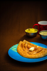 Indian special dosa with butter for healthy homemade breakfast
