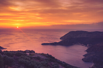 Greek coast at sunrise Peloponnese Mani