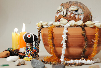Occult altar for African Gods. Shamanism