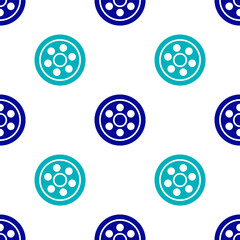Blue Alloy wheel for a car icon isolated seamless pattern on white background. Vector Illustration.