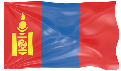 3d Illustration of a Waving Flag of Mongolia