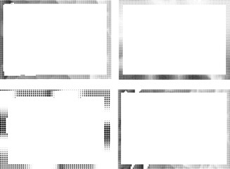 Grunge Halftone Square Dots Effect Frame . vector