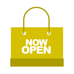 shopping bag now open message marketing branding flat icon