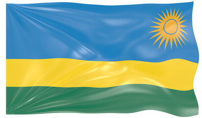 3d Illustration of a Waving Flag of Rwanda