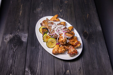 grilled meat with vegetables