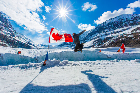 man at icefield