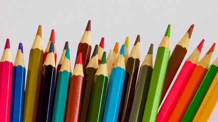 Many multi coloured pencils for drawing.