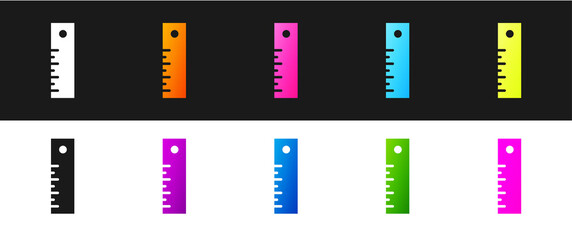 Set Ruler icon isolated on black and white background. Straightedge symbol. Vector Illustration.
