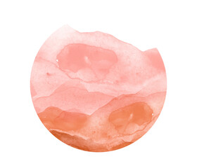 Watercolor yellow, brown hill, hillock, grass. Desert, sand. Summer, autumn landscape on white isolated background. Round element. Abstract blot, background. Desert landscape