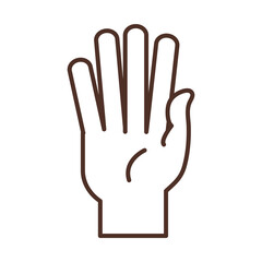 sign language hand gesture showing five finger, line icon