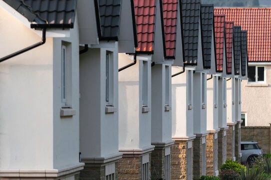 A row of identical new houses