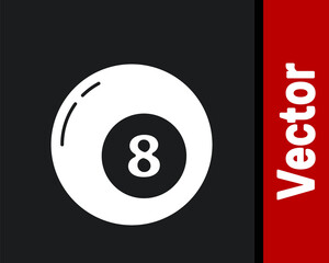 White Billiard pool snooker ball icon isolated on black background. Vector Illustration.