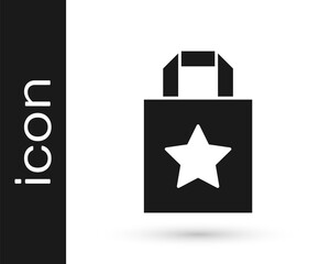 Grey Paper shopping bag icon isolated on white background. Package sign. Vector Illustration.